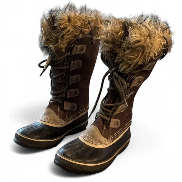 Sorrel Joan of Arc Artic Grey Suede Faux Fur Tim Waterproof Winter Boots Size 9 - Picture 2 of 14